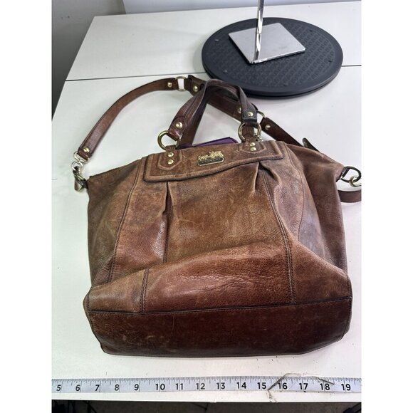 DISTRESSED Coach VTG Madison Claire Handbag Leather Brown 14334 - Picture 11 of 13